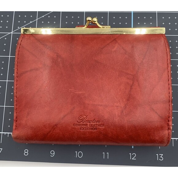 Julia Buxton Heiress Double Cardex Leather Wallet in Red Bifold Kiss Lock 4"X5" - Picture 4 of 12